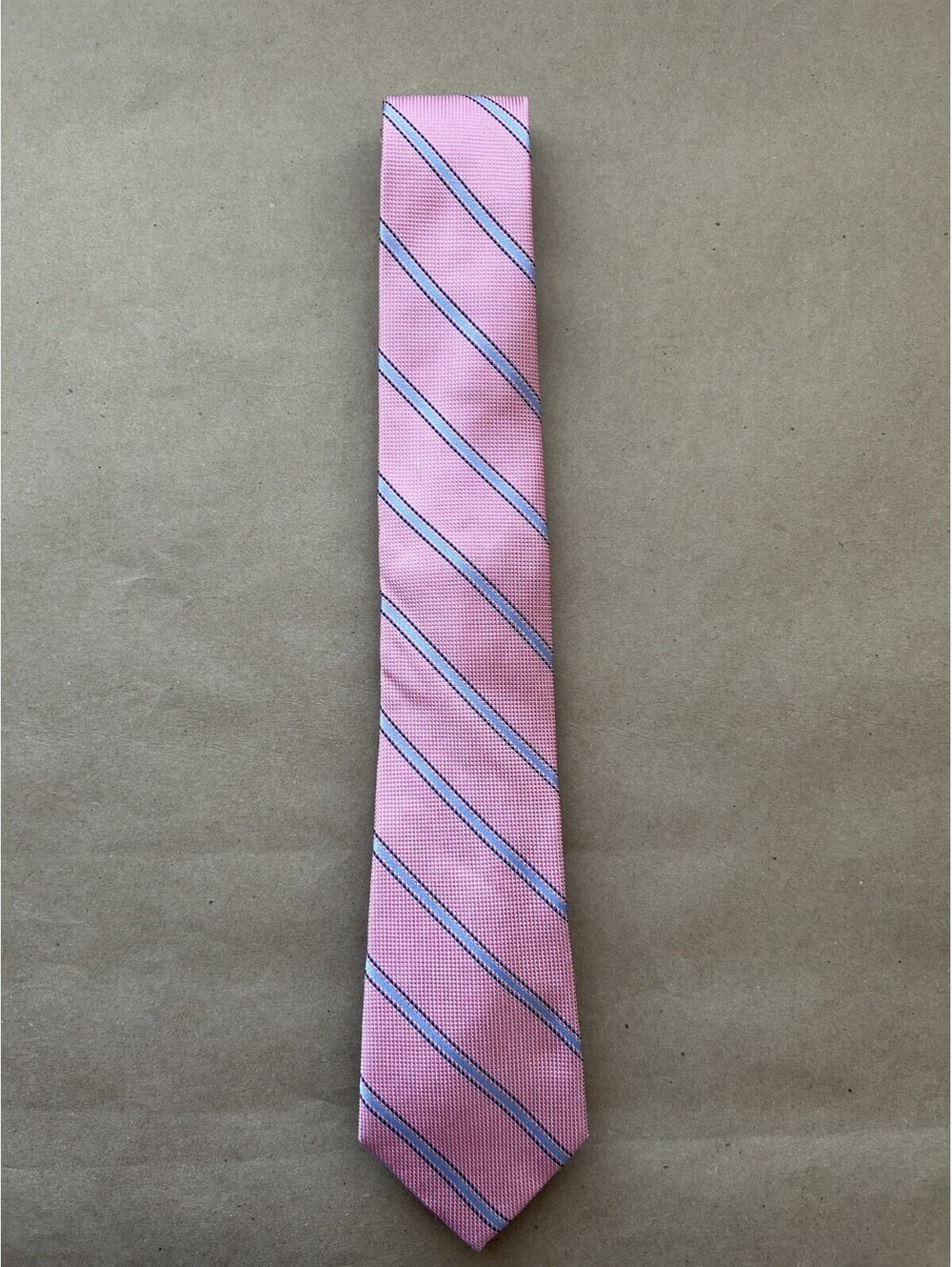 Corporate Image Tailored  for Tom James Pink Diagonal Stripe Neck Tie Tall Man
